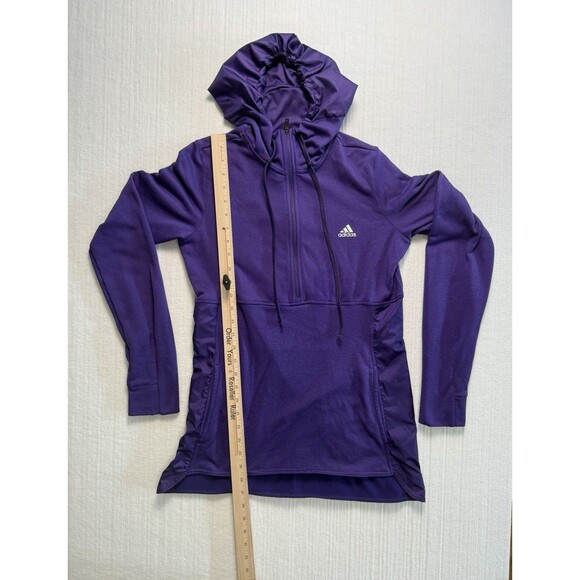 Adidas Women’s ClimaWarm Hoodie Purple Half Zip Pullover Jacket Size M - Picture 4 of 10